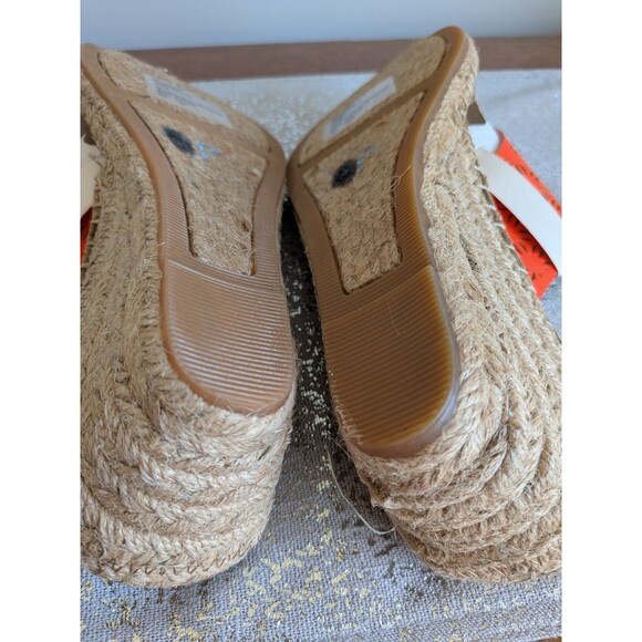 White Mountain Beaux Perforated Thong Espadrille Wedge Sandals Women 9.5 Orange - Picture 6 of 7